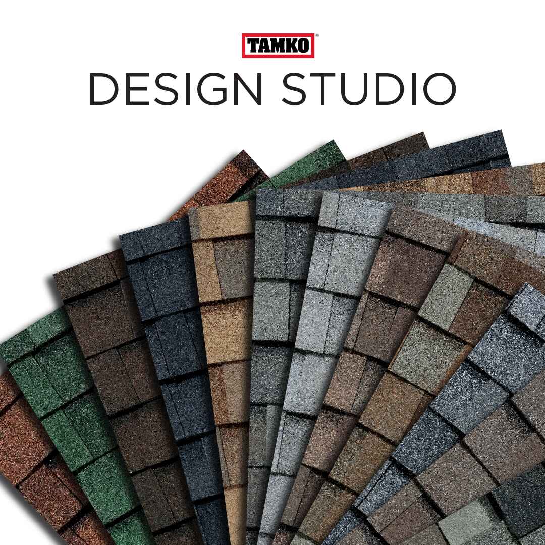 Various color roof shingles from Tamko design studio