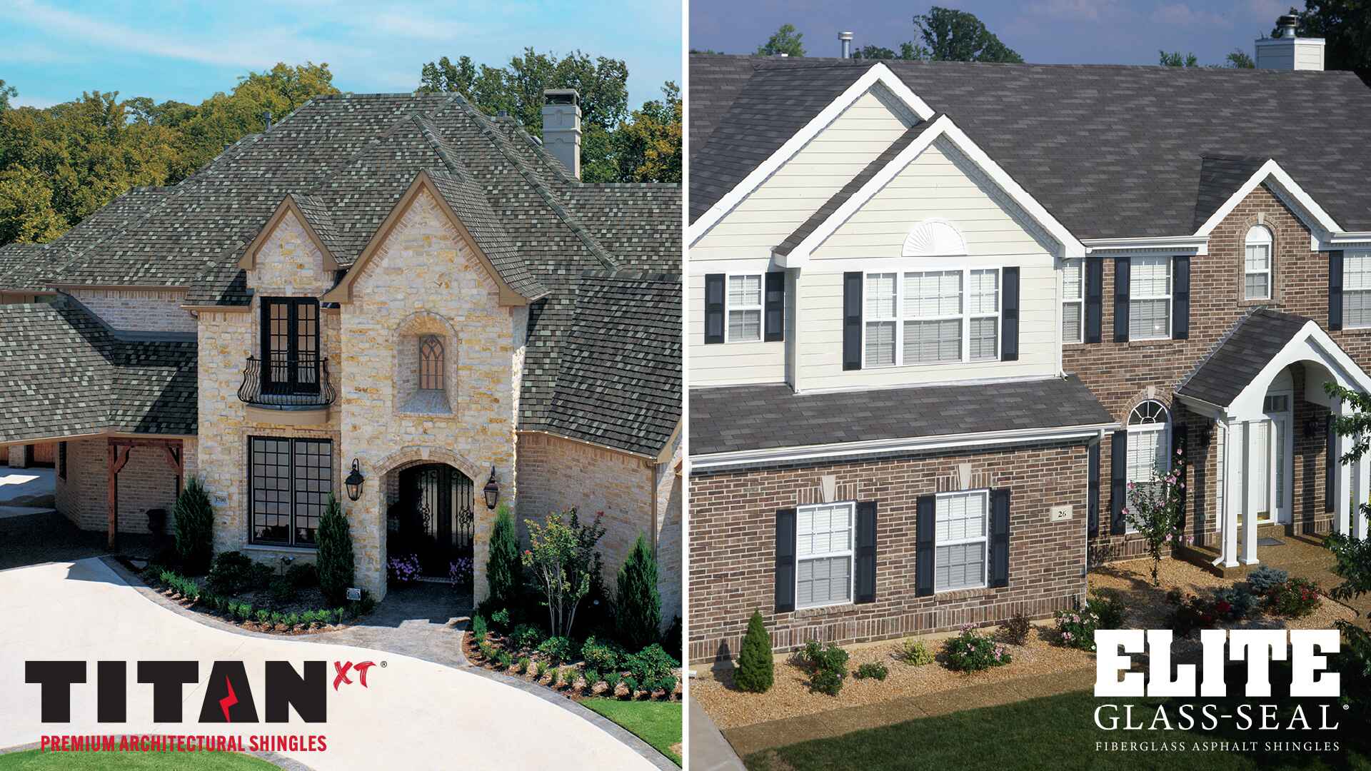 Two large houses with 3 tab shingles