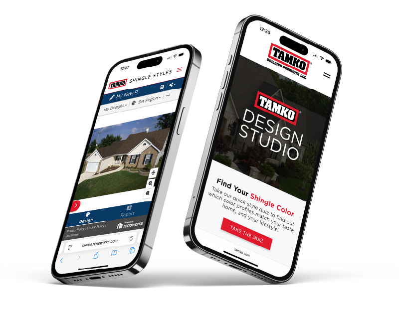 Tamko design studio on a mobile phone