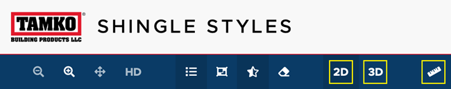 Shingle Styles navigation - 2D 3D Measurements