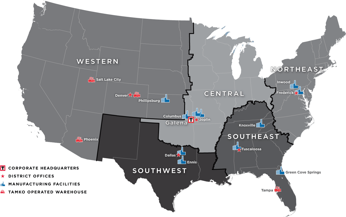 TAMKO Sales Districts and Territories