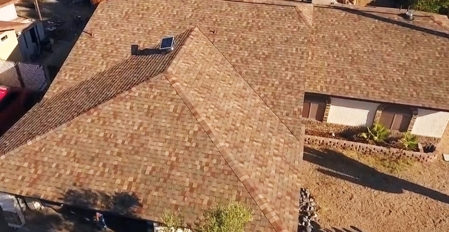 Drone photography of the donated TAMKO roof.