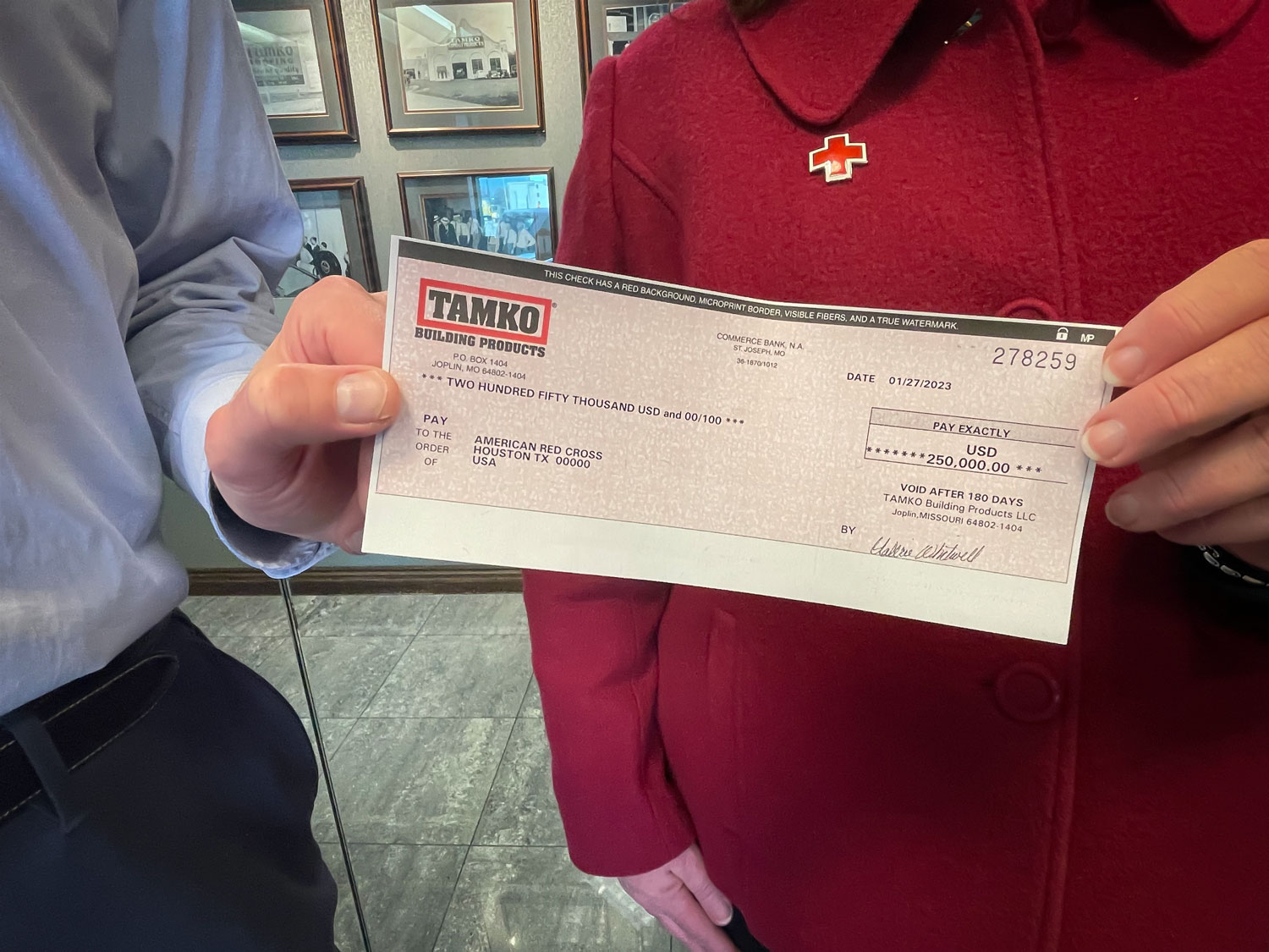 Check Presentation Jan 28 - TAMKO and Red Cross