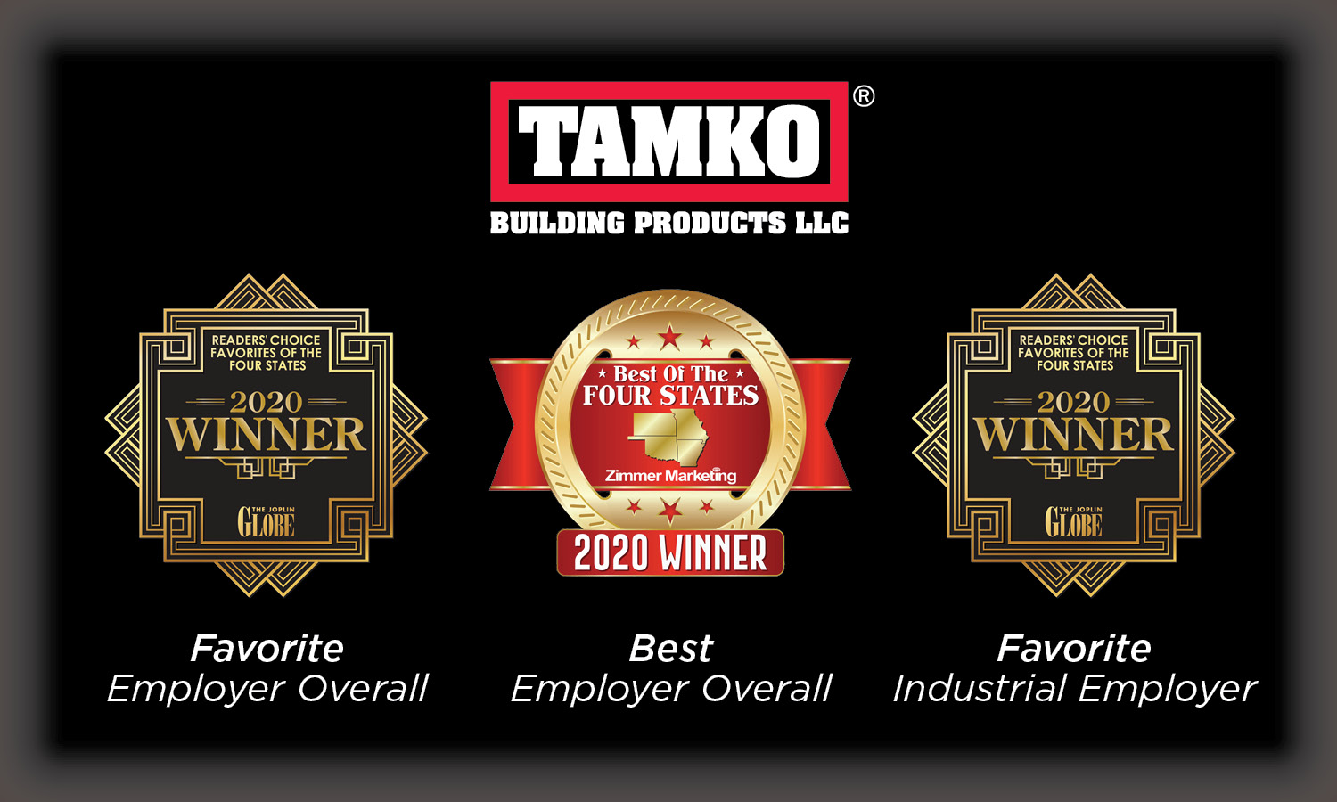TAMKO 2020 Top Employer Awards TAMKO 2020 Top Employer Awards