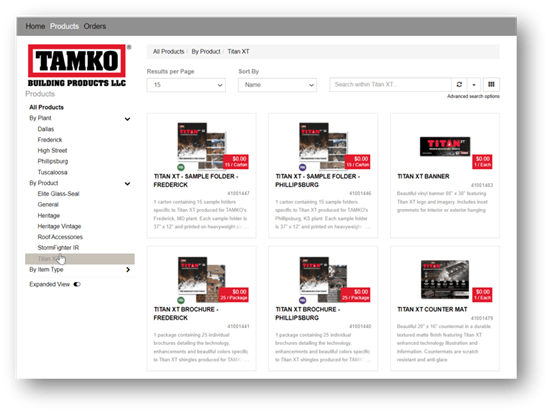 TAMKO Samples & Literature Ordering Portal